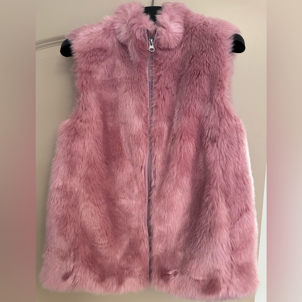 JCrew Faux Fur Pink Vest XXS NWOT